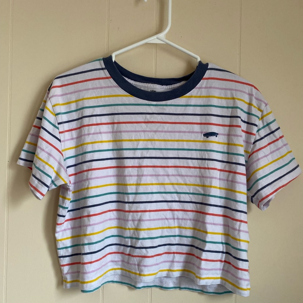 Vans Colourful Striped Crop Top Size Small With Embroidery Detail